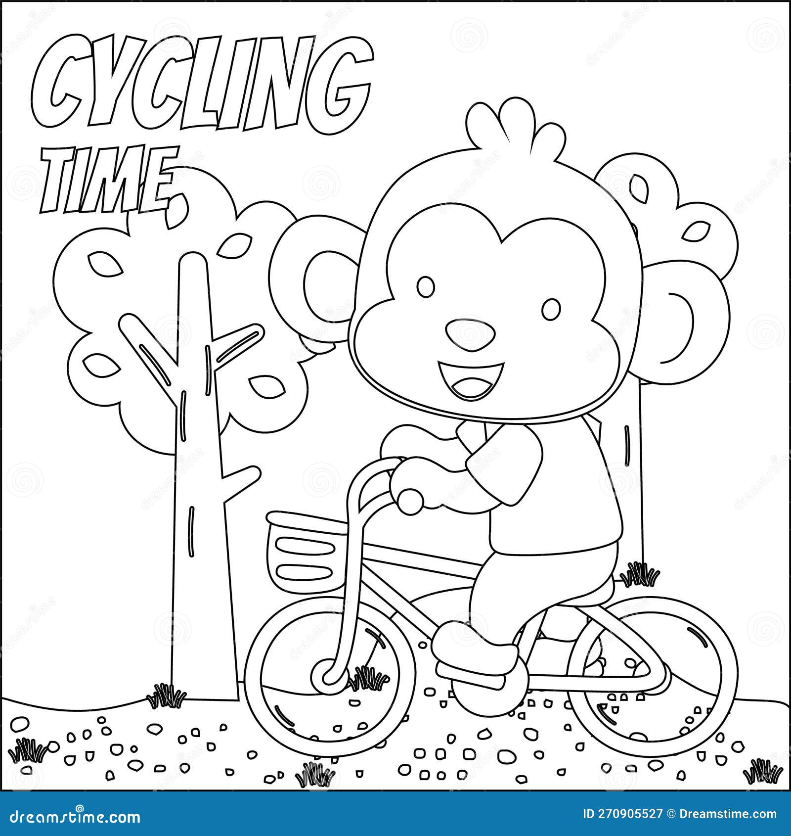Cute little lion riding bicycle trendy children graphic with line art design hand drawing sketch vector stock vector