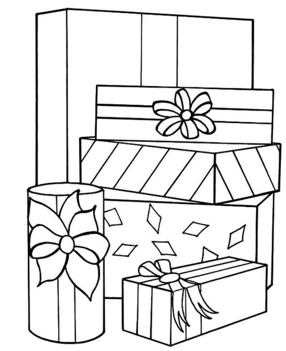 Free easy to print christmas presents coloring pages