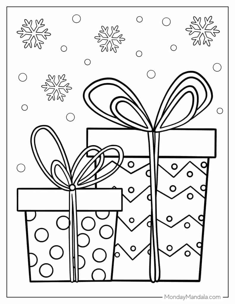Christmas present coloring pages free pdf printables