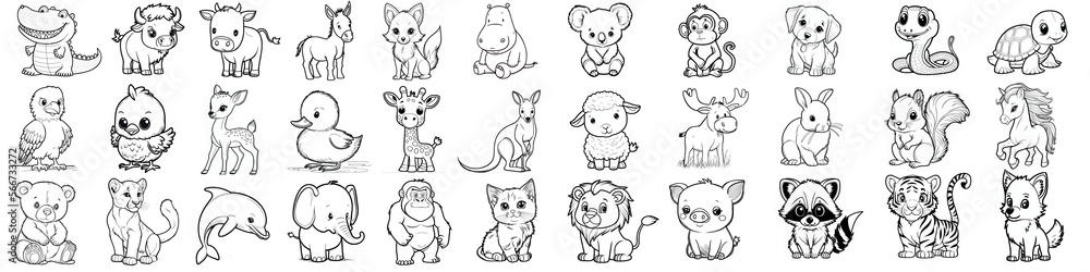 Animal coloring pages illustration