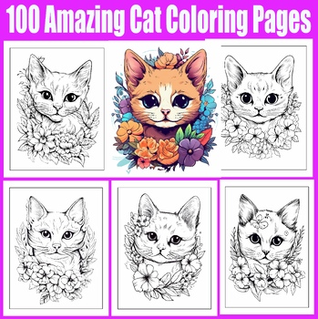 Cute small cat coloring book for adults and kids amazing cat coloring pages