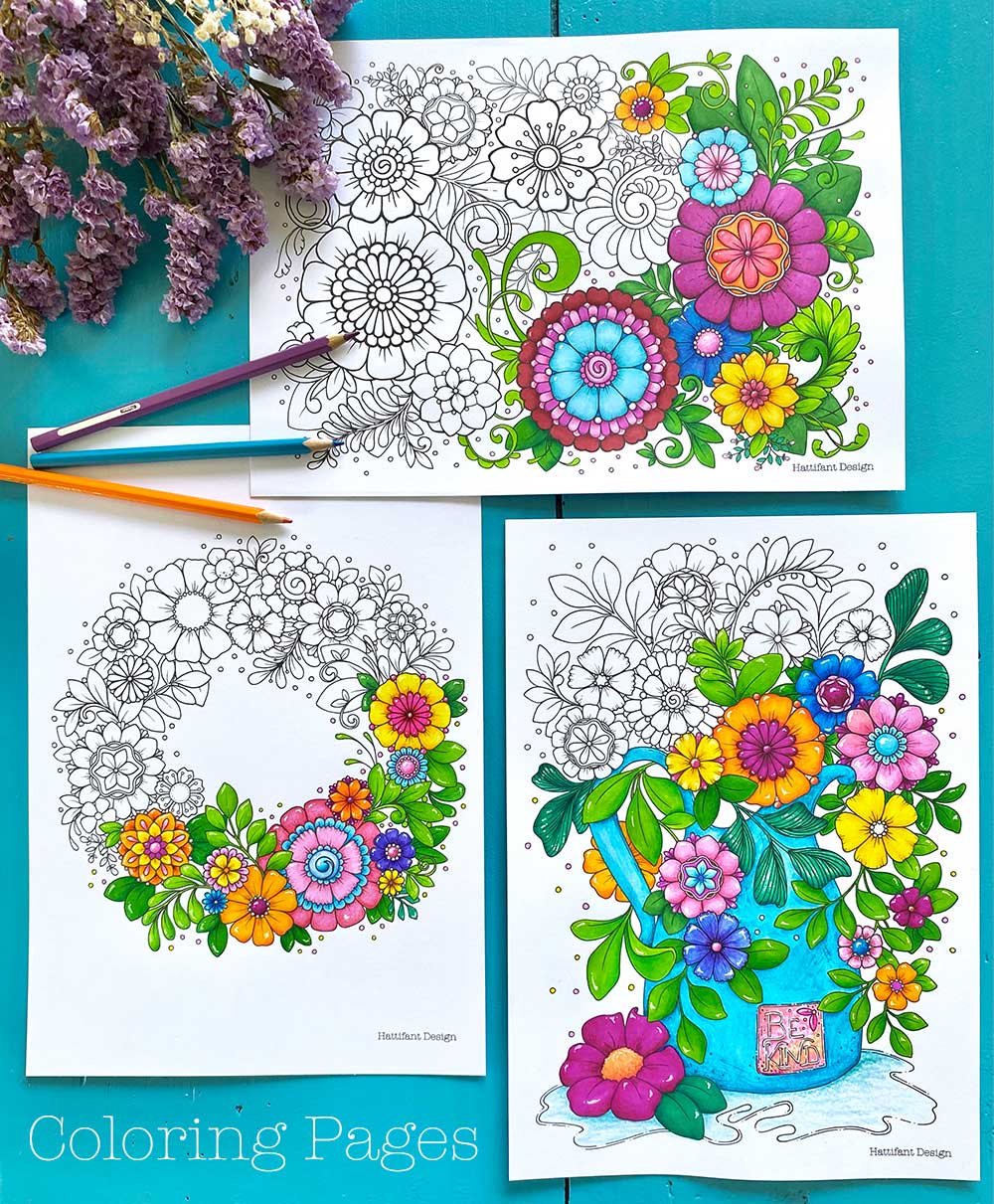 Coloring pages flower tangles