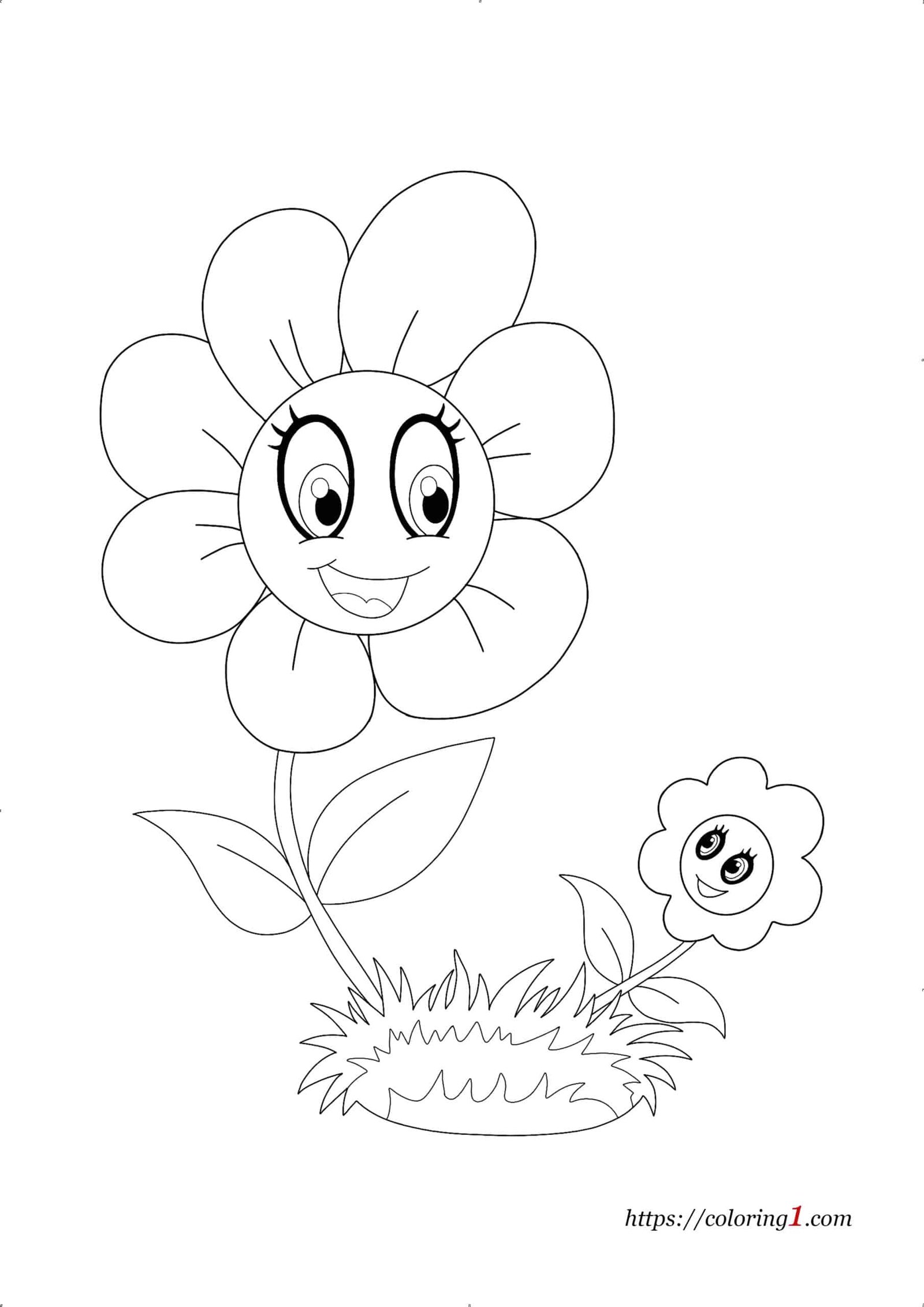 Big and small flower coloring pages
