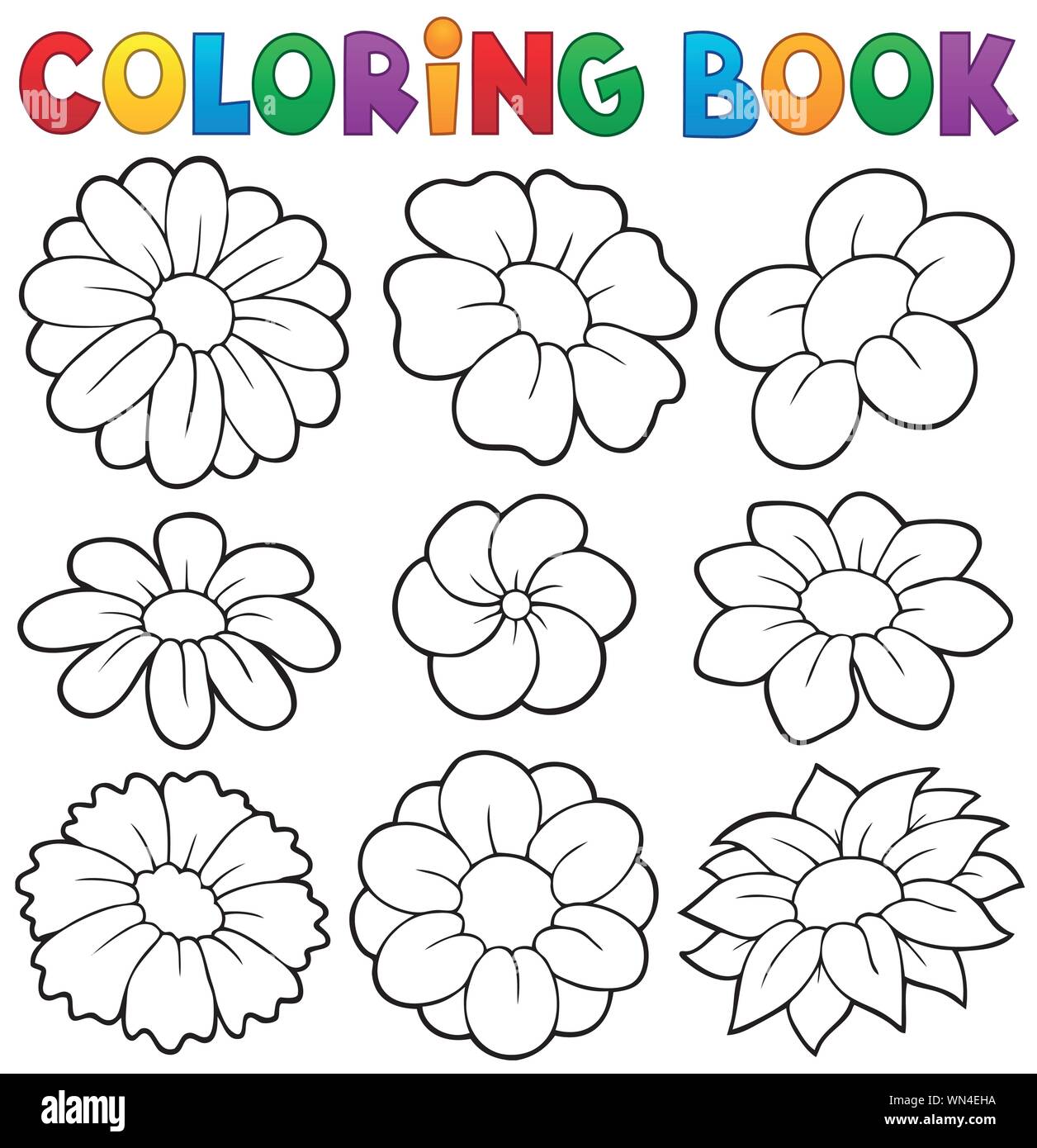 Coloring book with flower theme stock vector image art