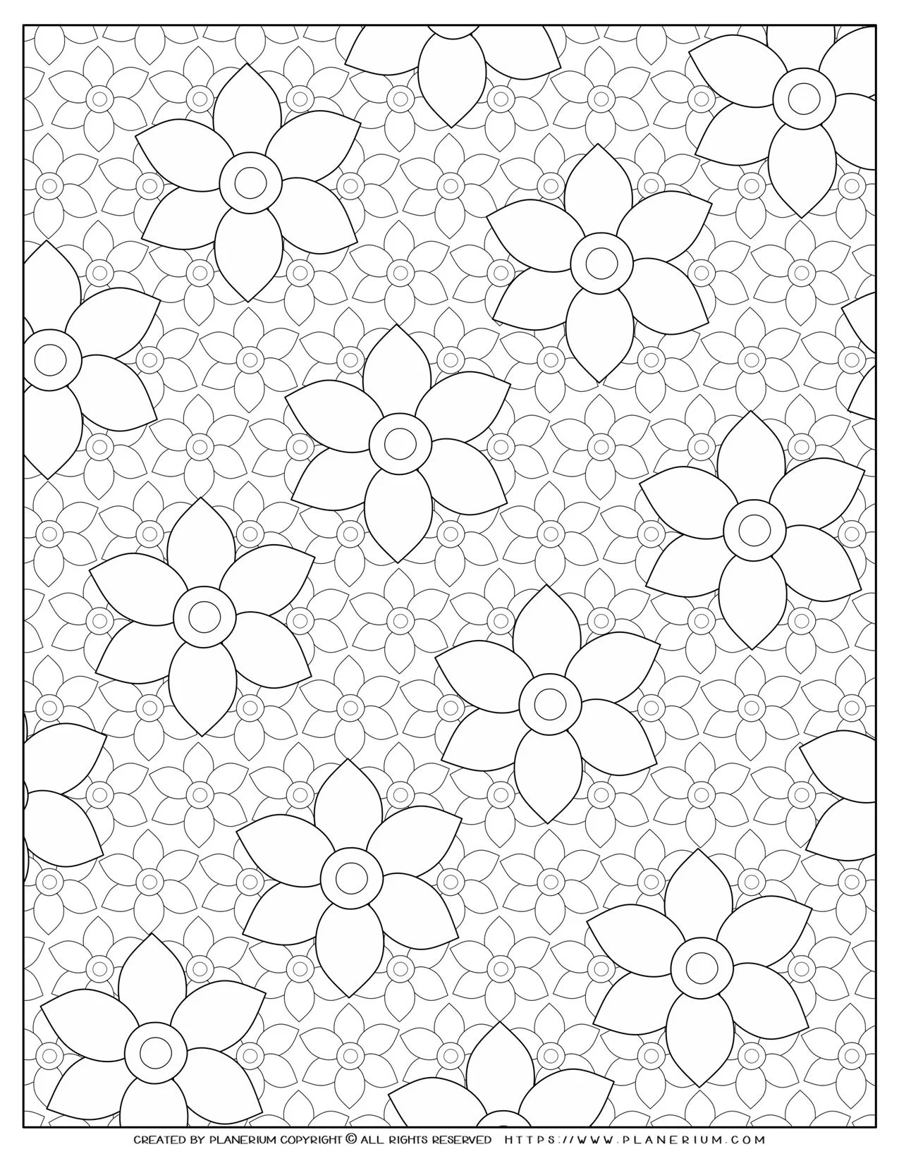 Flower pattern coloring page free printable