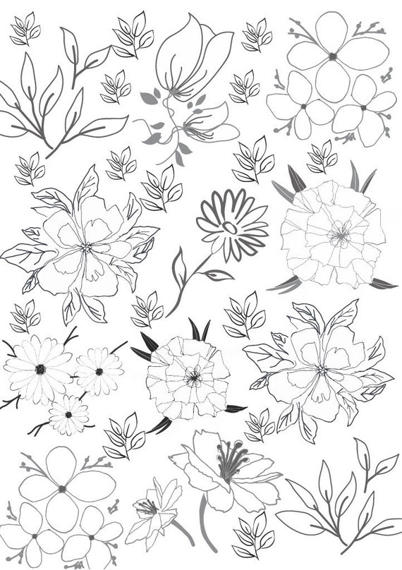 Cute printable flower coloring page for kids and everyonedigital unique coloring book pdfart coloring page