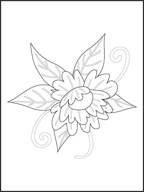 Premium vector flower illustration flower coloring page best outline flower coloring hand drawn flower spring