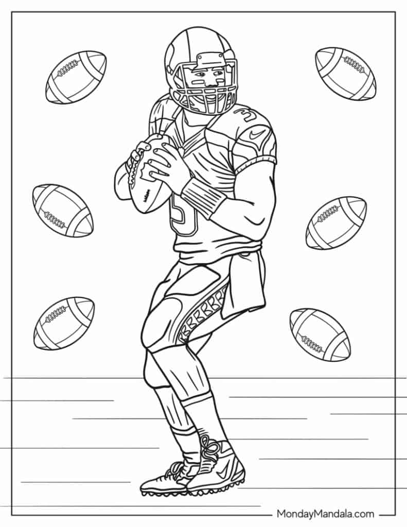 Football coloring pages free pdf printables