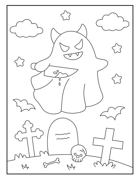 Premium vector halloween coloring pages for kids