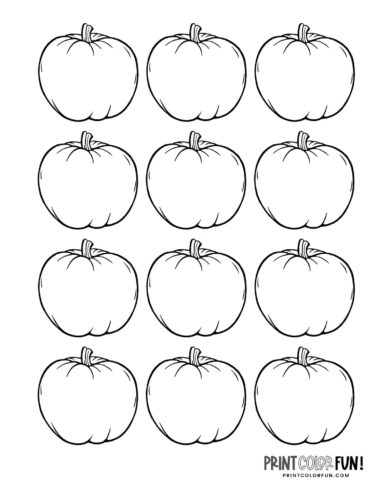 Small pumpkin printables to cut color craft for autumn fun in several tiny sizes at