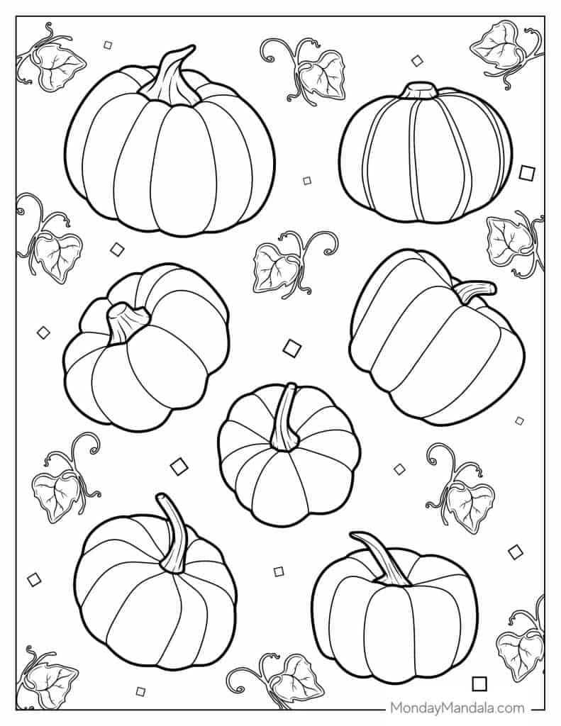 Pumpkin coloring pages free pdf printables