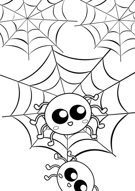 Premium vector little spider animal coloring pages a for kids and adult