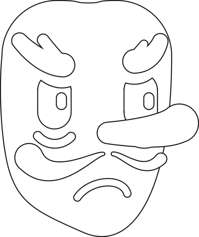 Desenho de emoji de rosto de mãscara raiva japonesa para colorir desenhos para colorir e imprimir gratis