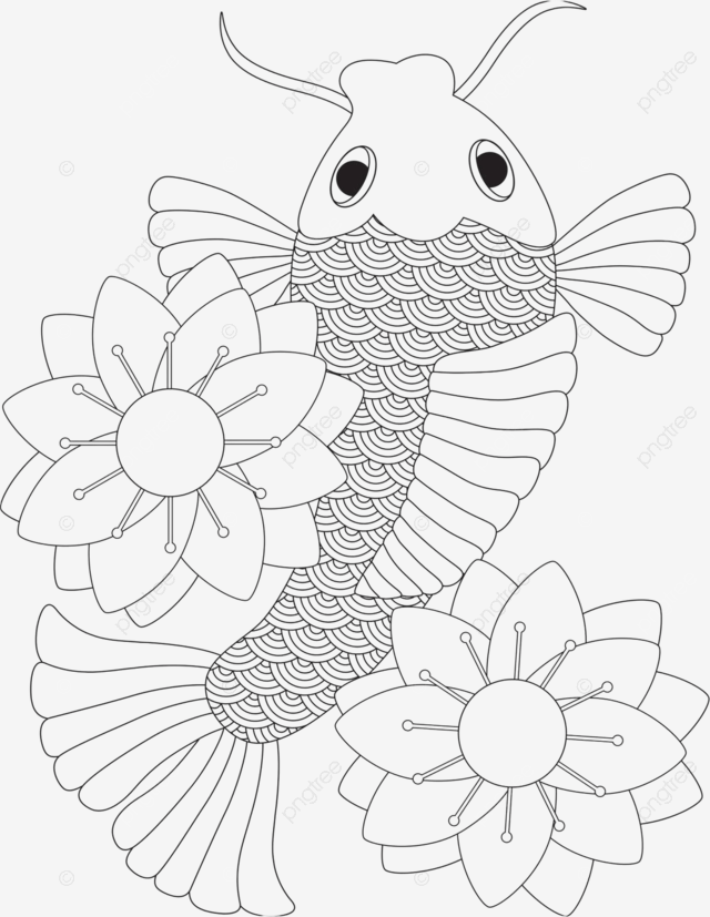 Lãnea de sãmbolo de dibujo de arte de lãnea de pez koi japonãs o chino vector png dibujo sãmbolo lãnea png y vector para dcargar gratis