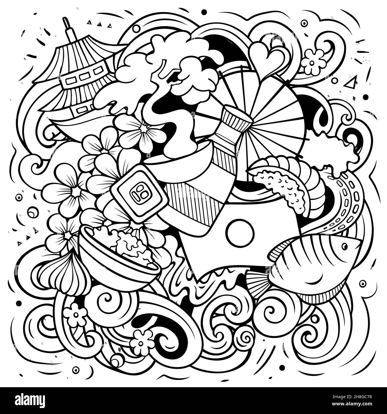 Colorear japãn imãgen de stock en blanco y negro