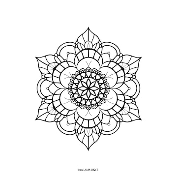 Uma mandala em preto e anco o tãtulo sãmbolo japonãªs vetor premium