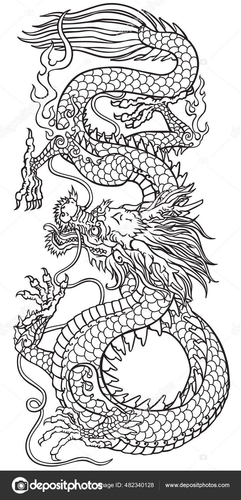 Dragão ãsia oriental criatura mitolãgica tradicional chinesa japonesa ilustraãão vetorial imagem vetorial de insima