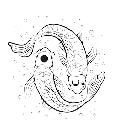 Ilustraãão de peixe carpa koi silhuetas de peixes ornamentais asiãticos para a lagoa sãmbolo japonãªs yin yang peixe vetor premium