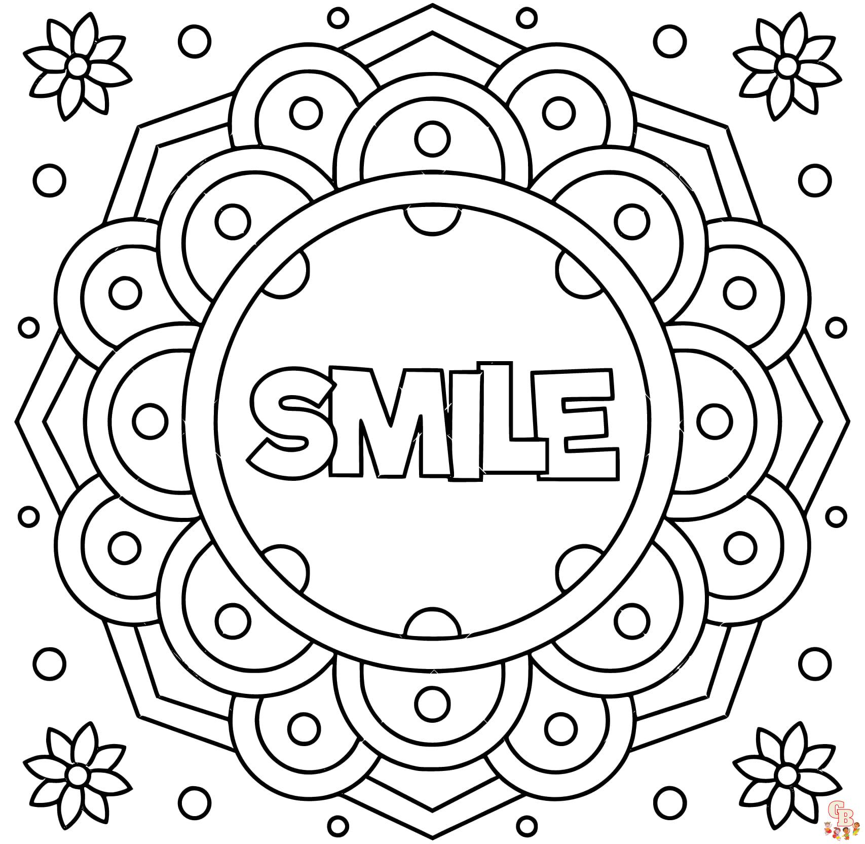 Printable smile coloring pages free for kids and adults