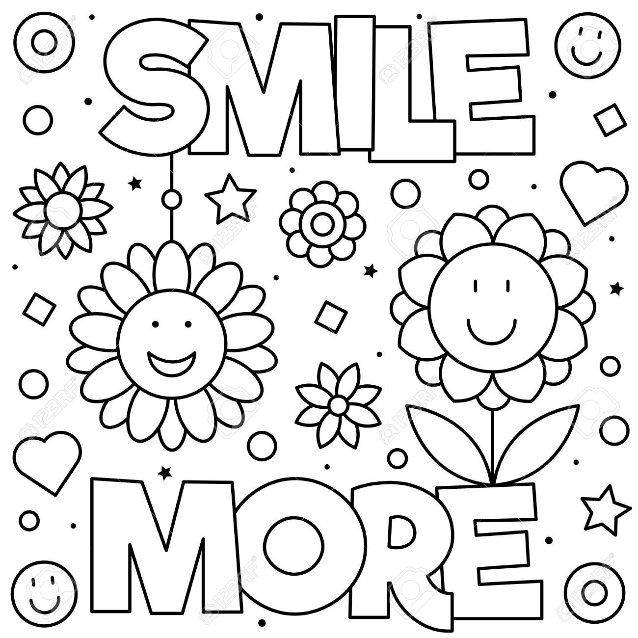 Smile more coloring page black and white vector illustration royalty free svg cliparts vectors and stock illustration image