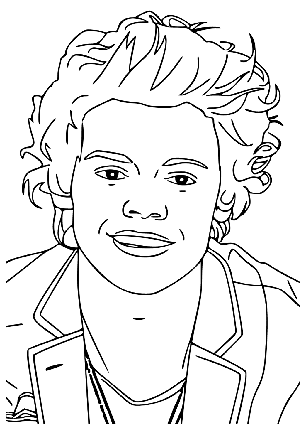 Free printable harry styles smile coloring page for adults and kids