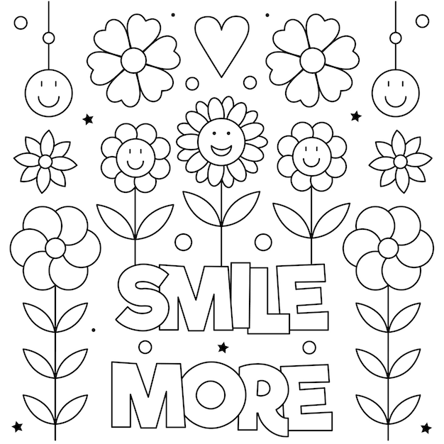 Premium vector smile more coloring page black and white