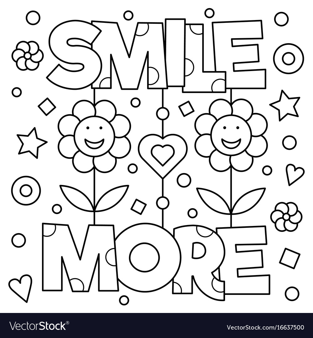 Smile more coloring page royalty free vector image
