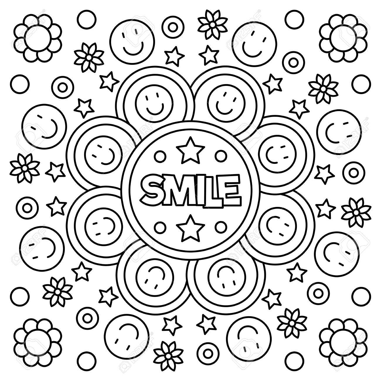 Smile coloring page vector illustration royalty free svg cliparts vectors and stock illustration image