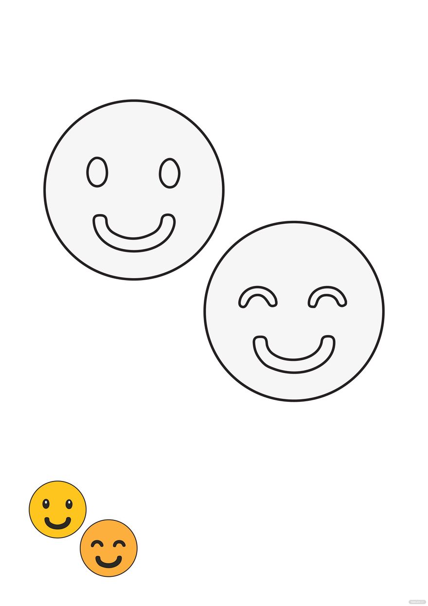 Free flat smiley coloring page