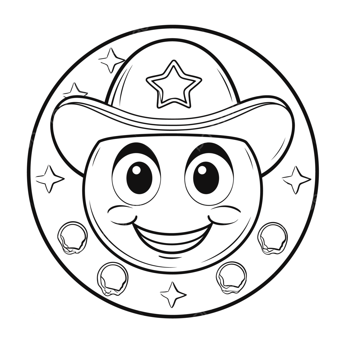 The smiling cowboy is wearing a hat and star necklace outline sketch drawing vector star drawing cow drawing wing drawing png and vector with transparent background for free download