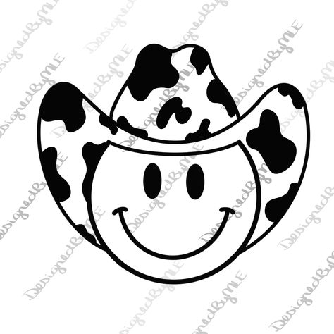 Smiley face with cowboy hat svg