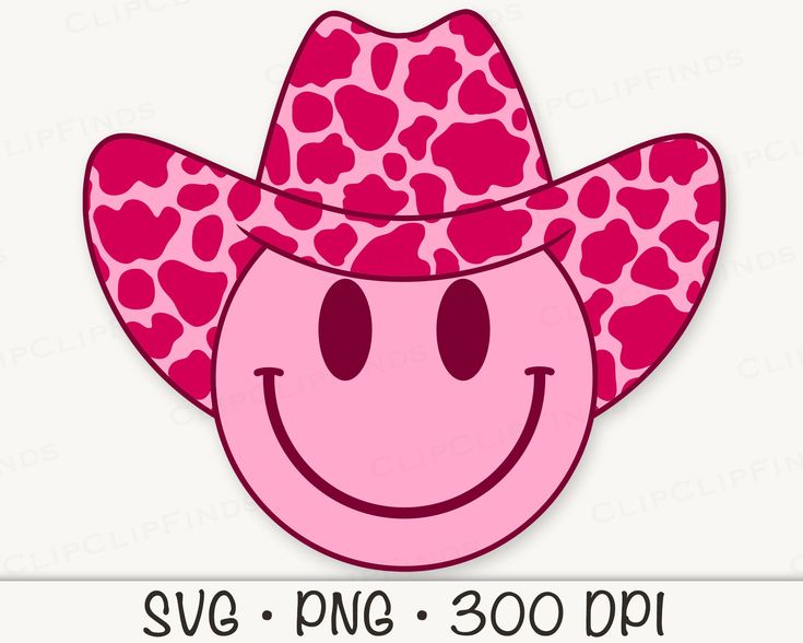 Smiley face with cowboy hat svg