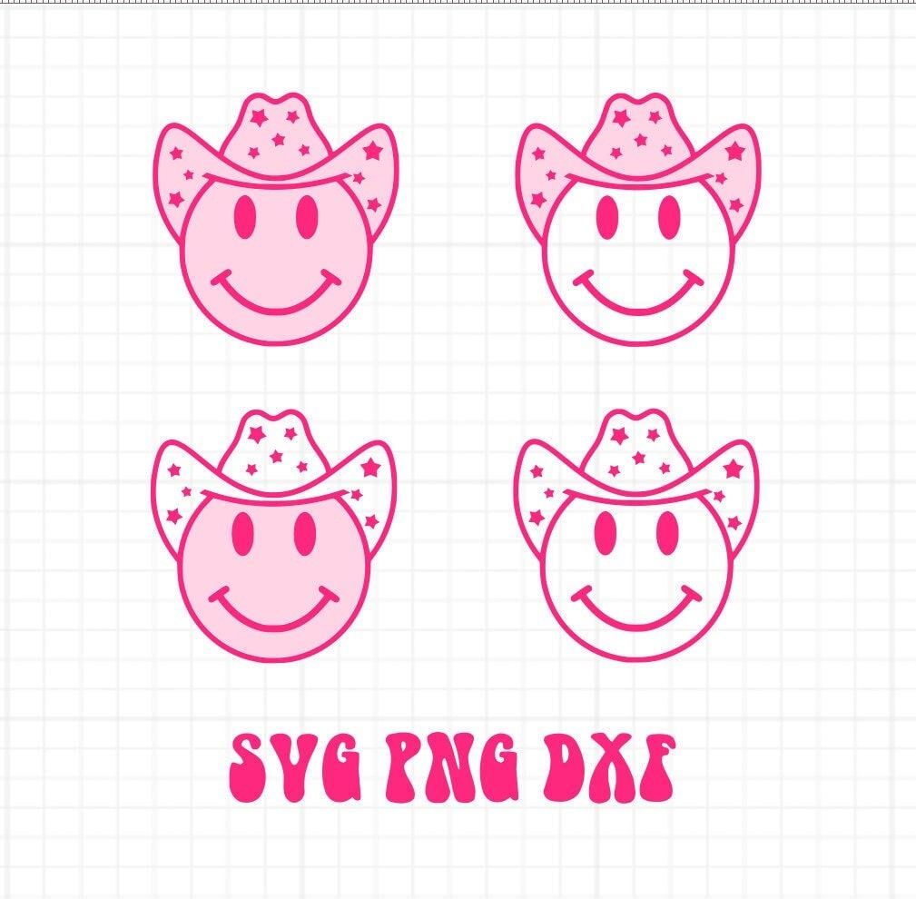 Smiley face with cowboy hat svg