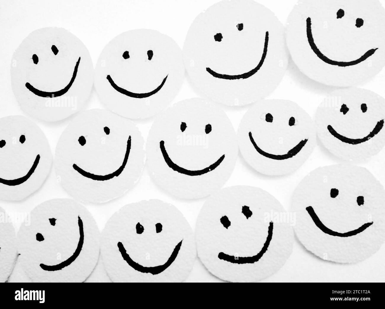 Smiley face emoji black and white stock photos images