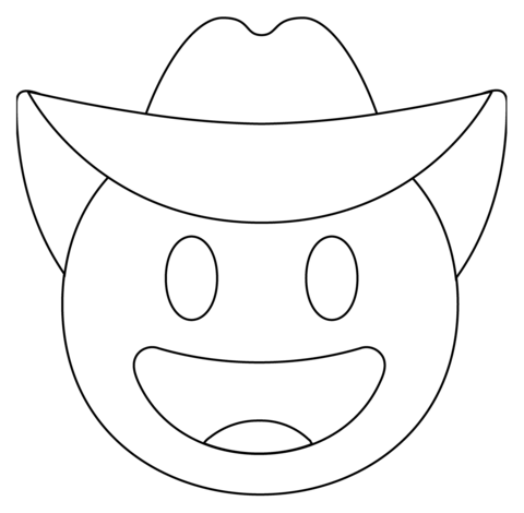 Cowboy hat face emoji coloring page free printable coloring pages
