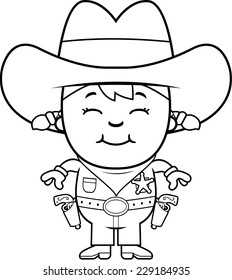 Cartoon illustration little gunfighter celebrating stock vector royalty free
