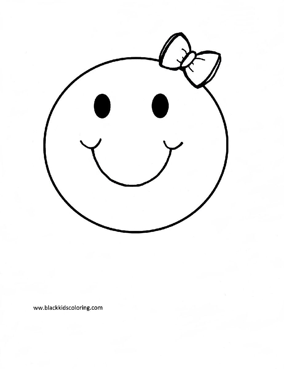 Smiley girl face black and white