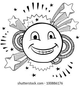 Doodle style smiley face on pop stock vector royalty free