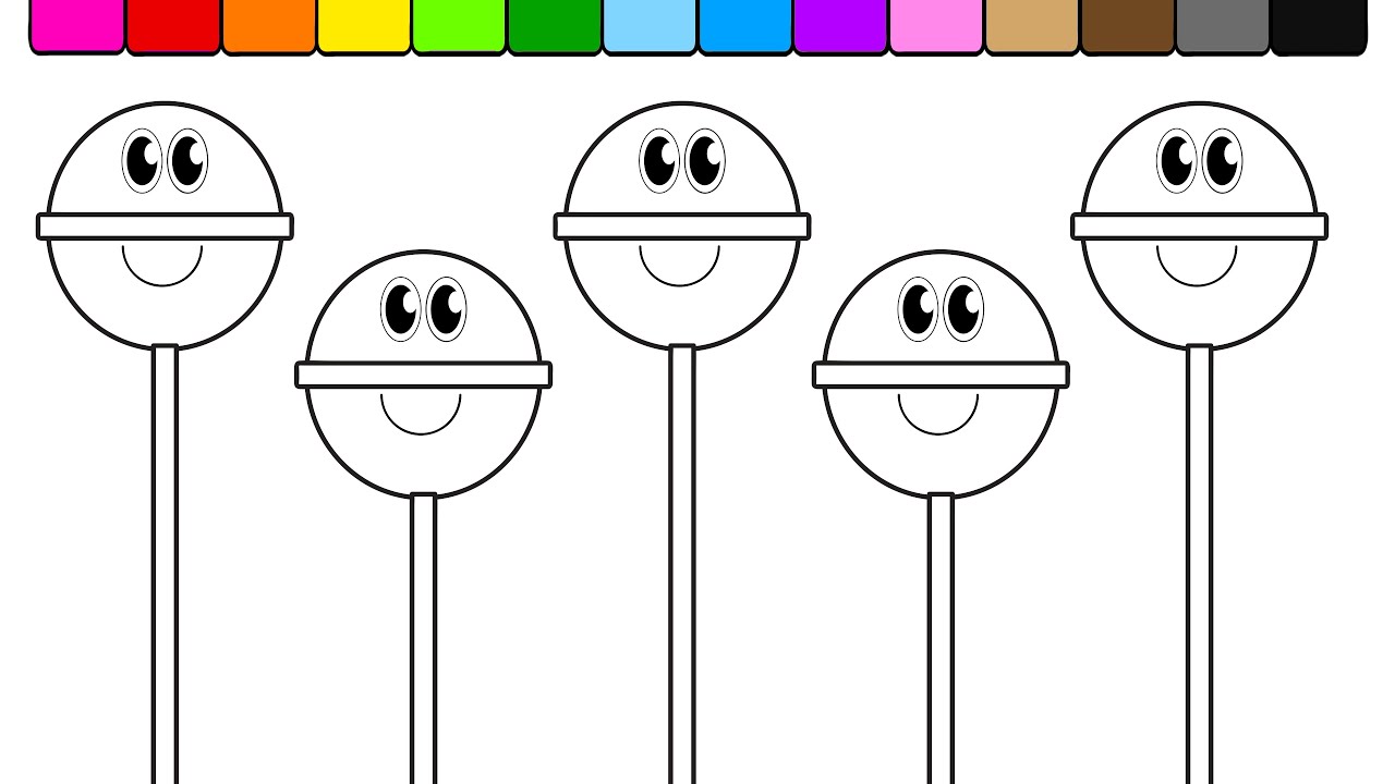 Learn colors for kids and color this smiley face popsicle coloring page