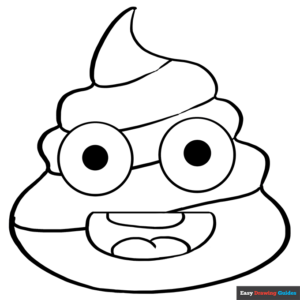 Poop emoji coloring page easy drawing guides