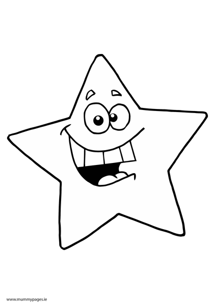 Happy smiling star colouring page