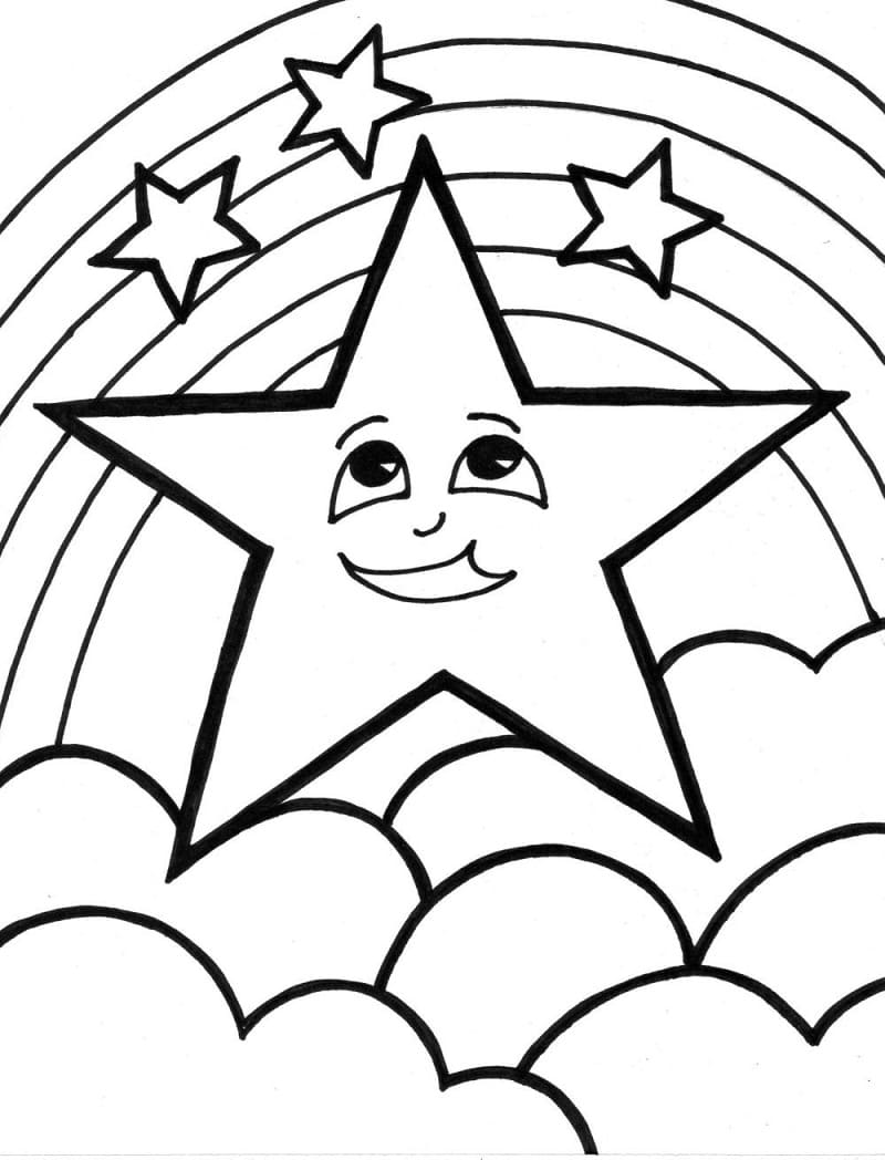 Smiling star coloring page