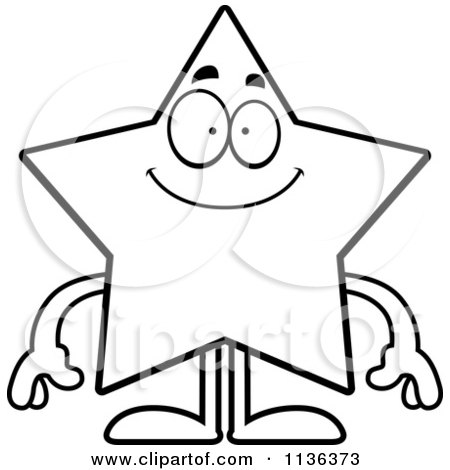 Cartoon clipart of an outlined smiling star character
