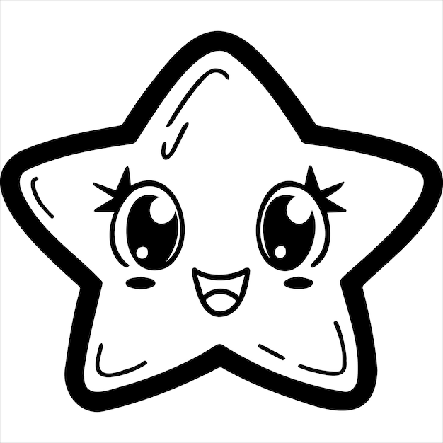 Premium vector kawaii star coloring page