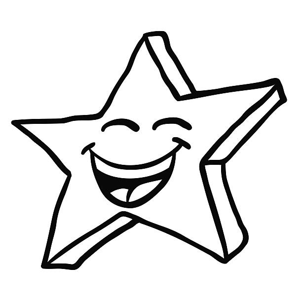 Black and white smiling star stock illustration