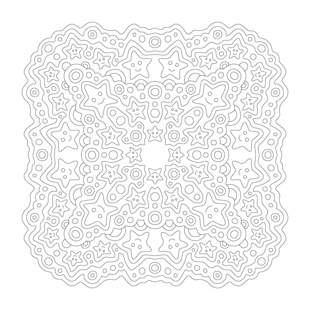 Premium vector beautiful monochrome illustration for coloring book page with lineart and cartoon smiling stars