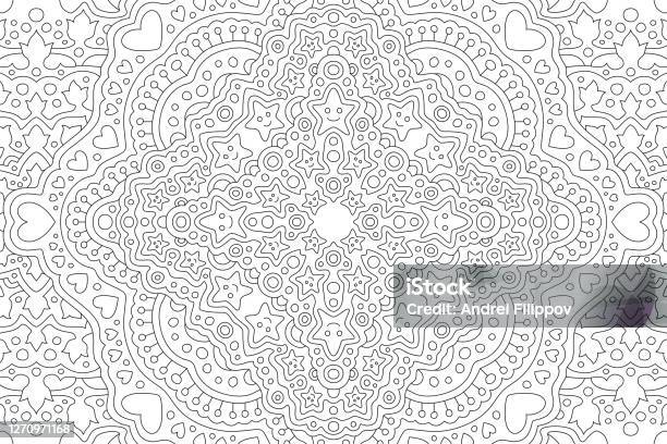 Coloring book art with smiling stars and hearts stock illustration
