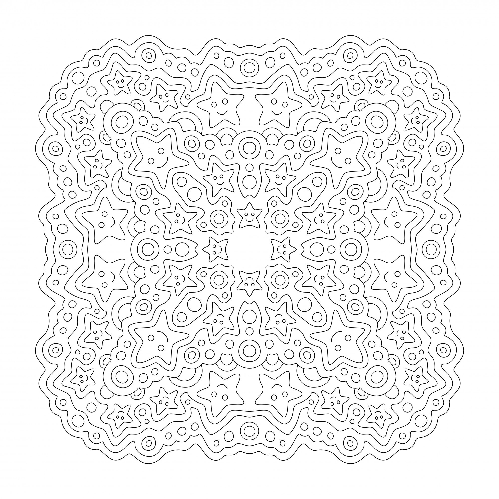Premium vector beautiful monochrome illustration for coloring book page with lineart and cartoon smiling stars