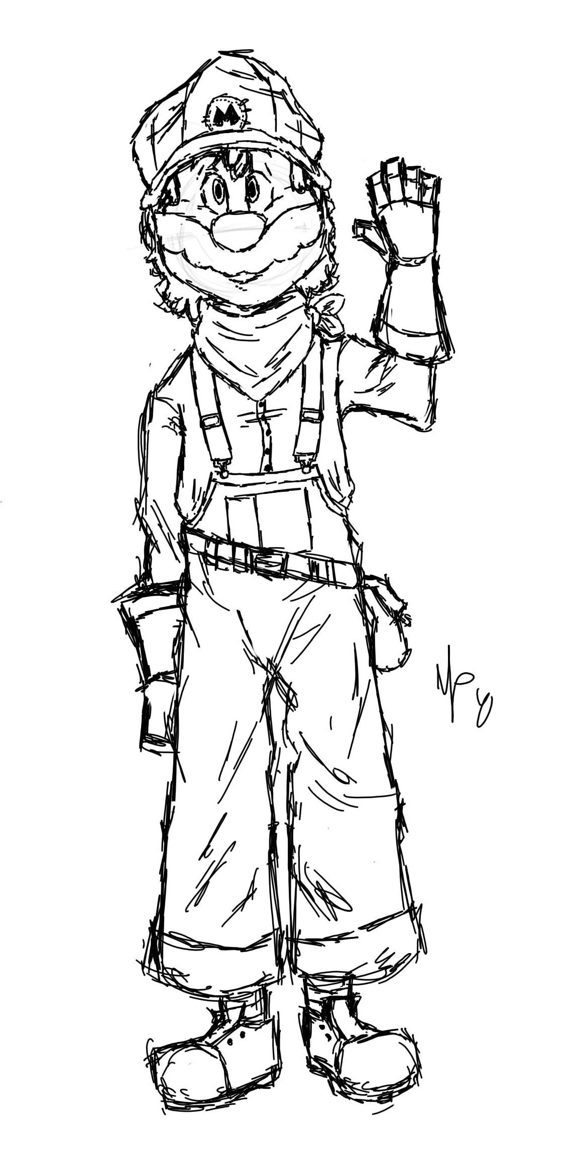Super mario sketch i did in my style whaddya yall think rmario