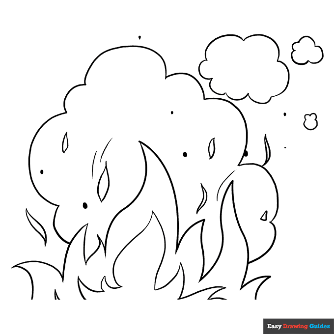 Flames and smoke coloring page easy drawing guides